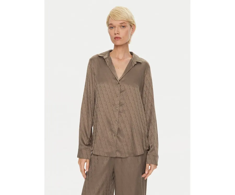 obrazek 1 Calvin Klein Koszulka piżamowa Buttondown 000QS7302E Brązowy Regular Fit