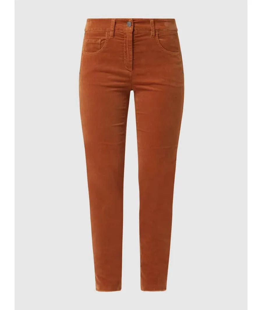 obrazek 1 Spodnie z aksamitu o kroju skinny fit z dodatkiem modalu