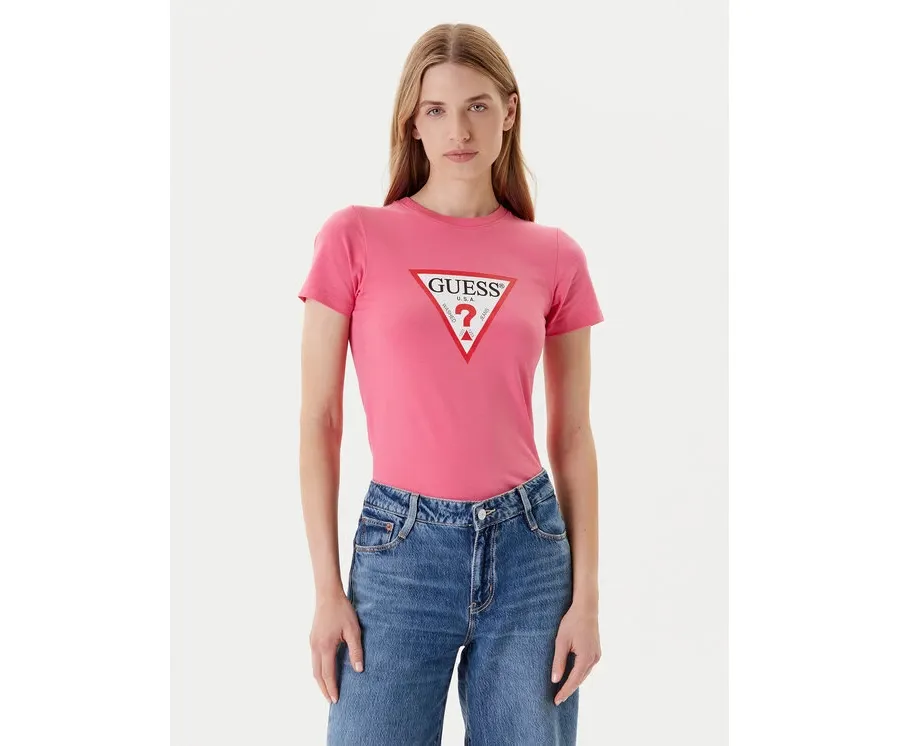 obrazek 1 Guess Jeans T-Shirt W4YI04 J1314 Różowy Slim Fit