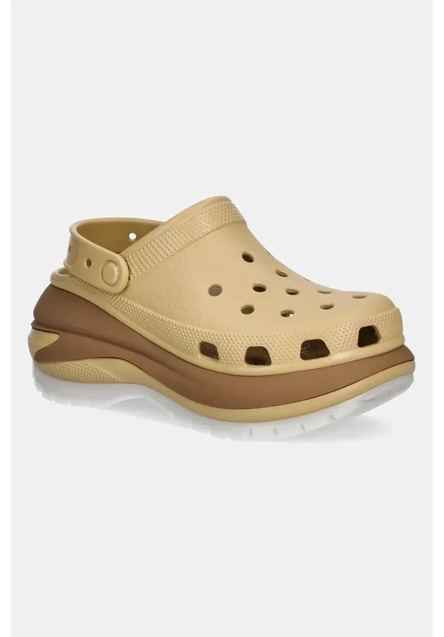 obrazek 1 Crocs klapki Mega Crush Matte Clog damskie kolor beżowy na platformie 210749