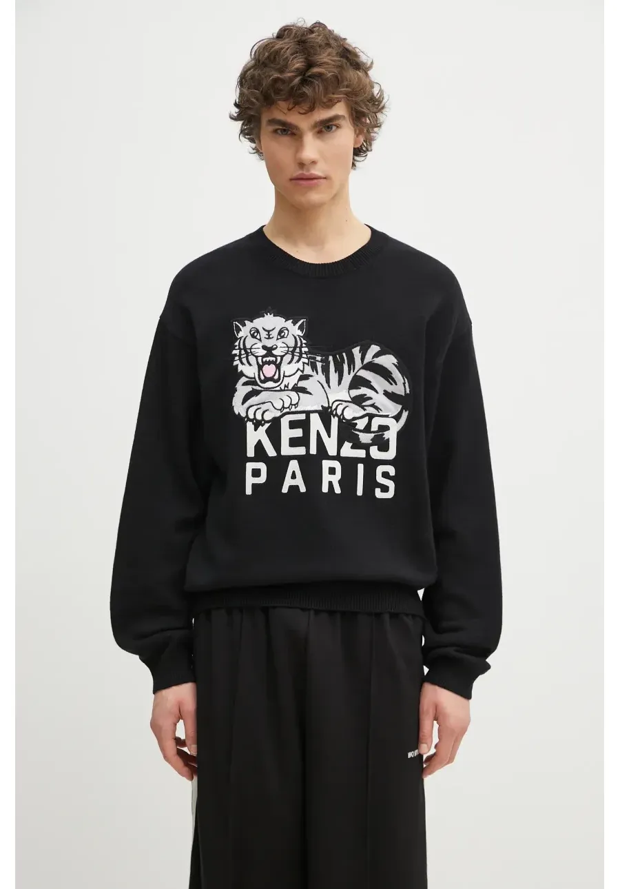 obrazek 1 Kenzo sweter wełniany Happy Tiger męski kolor czarny FF55PU7273LD.99J