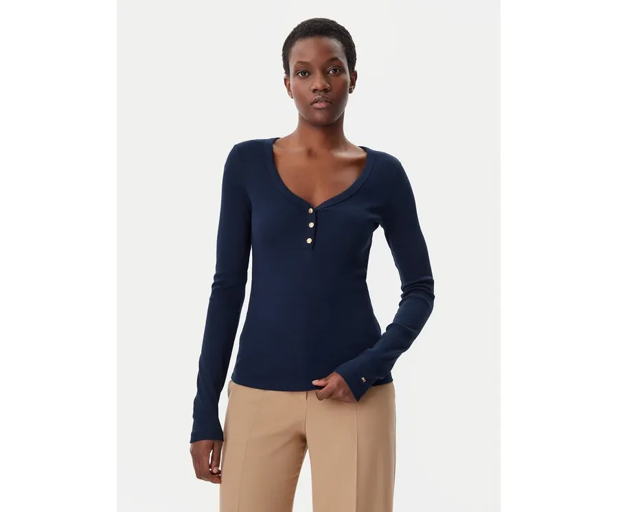 obrazek 1 Tommy Hilfiger Bluzka Henley WW0WW43905 Granatowy Slim Fit