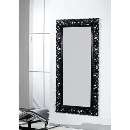 Picture Elegant, rectangular lacquered mirror with a glossy black finish - Zanini