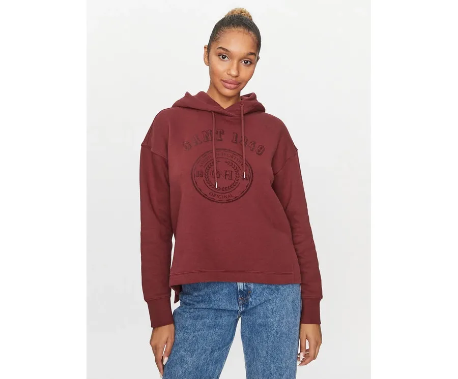 obrazek 1 Gant Bluza Rel Tonal Graphic Hoodie 4200722 Bordowy Relaxed Fit
