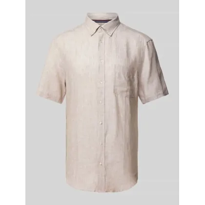 Zdjęcie Koszula lniana o kroju regular fit z kołnierzykiem typu button down