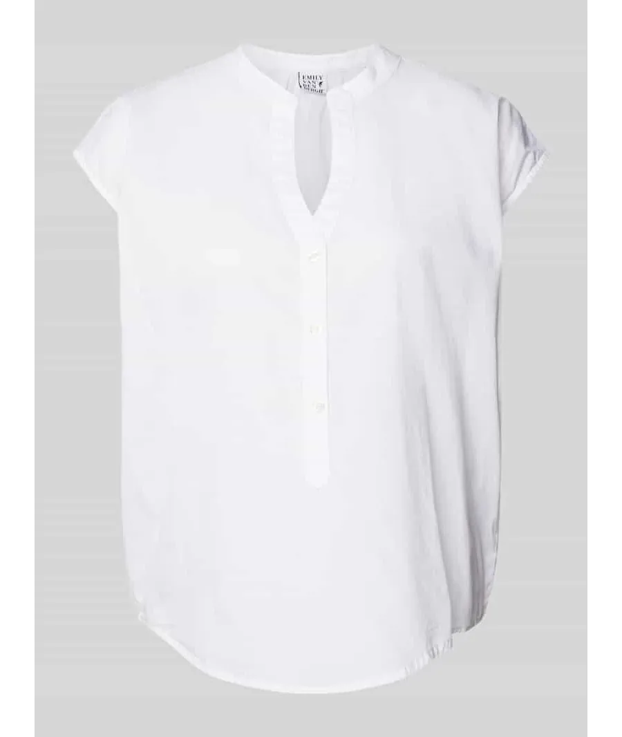 obrazek 1 Top bluzkowy o kroju straight fit z kołnierzem z lamówką