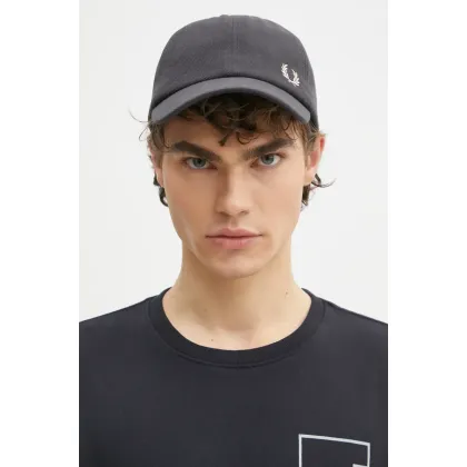 Zdjęcie Fred Perry czapka z daszkiem bawełniana kolor czarny gładka HW6726.V56