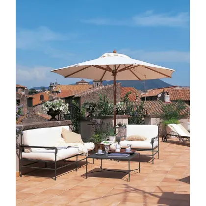 Zdjęcie Stylowy okrągły parasol Lipari 350 cm w kolorze białym akrylowym do ogrodu