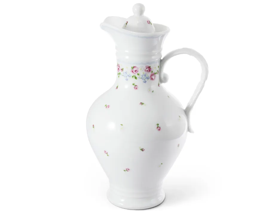 obrazek 1 Piękny stylowy dzbanek z pokrywką z porcelany z kolekcji RoseLine - Leander