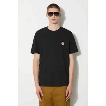 Zdjęcie Maison Kitsuné t-shirt bawełniany Speedy Fox Patch Comfort Tee Shirt męski kolor czarny z aplikacją MM00125KJ0008