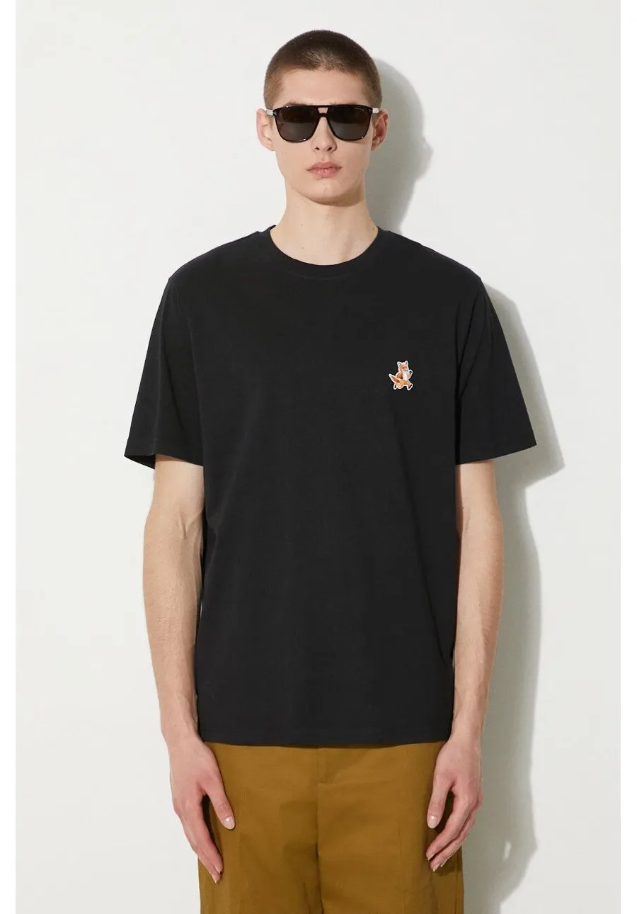 obrazek 1 Maison Kitsuné t-shirt bawełniany Speedy Fox Patch Comfort Tee Shirt męski kolor czarny z aplikacją MM00125KJ0008