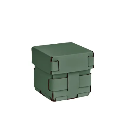 Zdjęcie Ekskluzywny mały pleciony koszyk Bottega 12x12xH13 cm w kolorze liści eukaliptusa