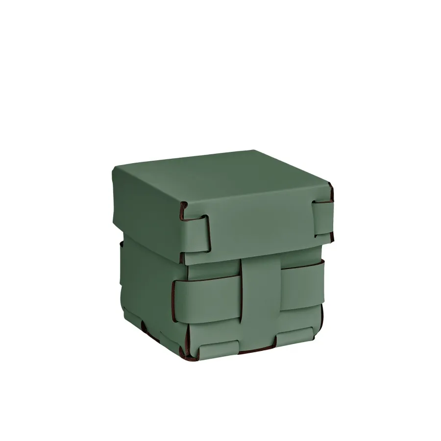 obrazek 1 Ekskluzywny mały pleciony koszyk Bottega 12x12xH13 cm w kolorze liści eukaliptusa