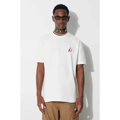 Zdjęcie Norse Projects t-shirt bawełniany Johannes Organic Chain Stitch Logo T-shirt kolor beżowy z aplikacją N01-0648-0957