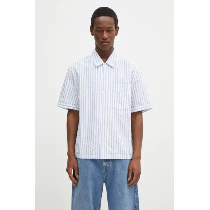 Zdjęcie Axel Arigato koszula bawełniana Lido Striped Shirt męska kolor niebieski relaxed z kołnierzykiem klasycznym A2908001