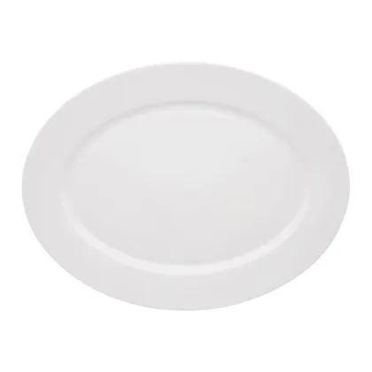 Zdjęcie Porcelanowy mały owalny talerz Spirit White ze zdobieniem w zakrzywione delikatne linie - Vista Alegre