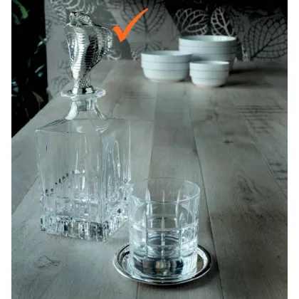 Zdjęcie Zjawiskowa kryształowa karafka z korkiem w kształcie kobry z posrebrzanego mosiądzu