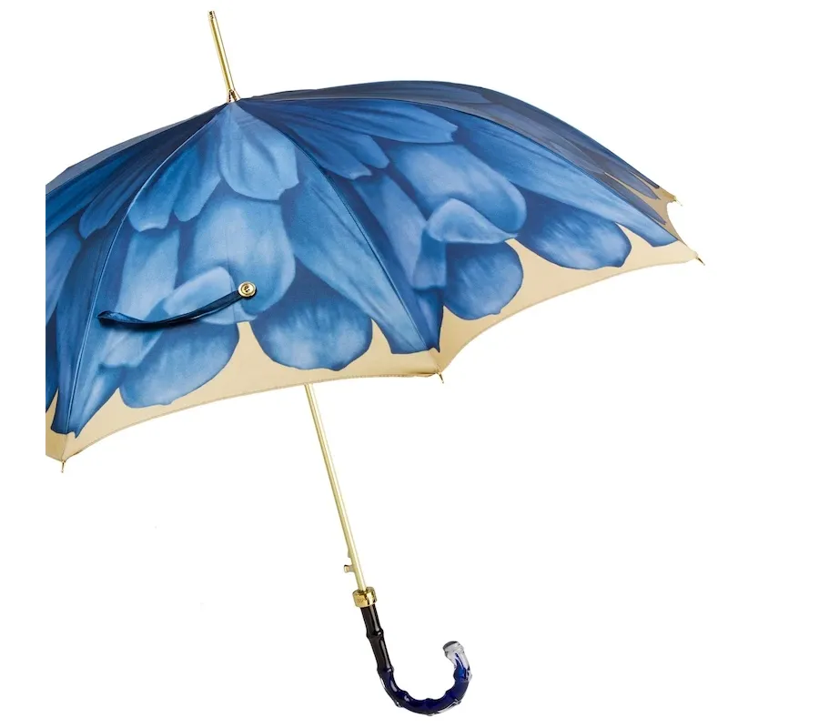 obrazek 8 Wyjątkowy niebieski parasol damski z pięknym motywem kwiatowym - Pasotti