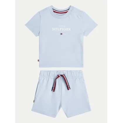 Zdjęcie Tommy Hilfiger Komplet t-shirt i spodenki Monotype KN0KN02047 Błękitny Regular Fit