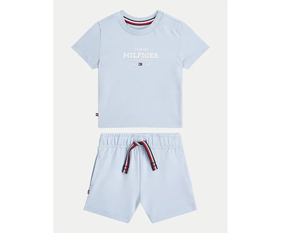 obrazek 1 Tommy Hilfiger Komplet t-shirt i spodenki Monotype KN0KN02047 Błękitny Regular Fit