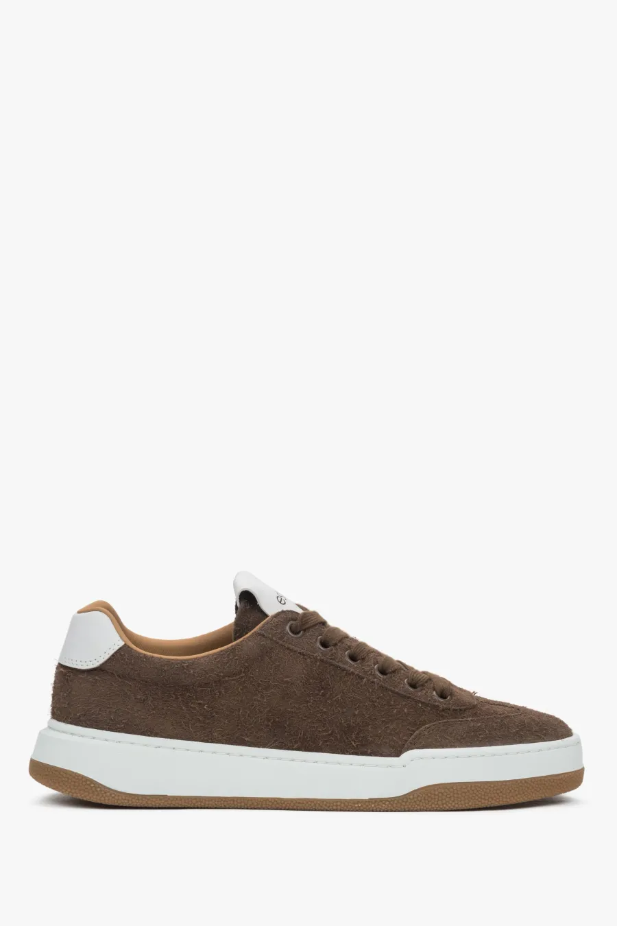 obrazek 1 Estro: Ciemnobrązowe sneakersy damskie z weluru naturalnego na sprężystej podeszwie