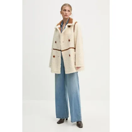 Zdjęcie Stand Studio płaszcz Chloe Jacket damski kolor beżowy przejściowy dwurzędowy 61186-9010