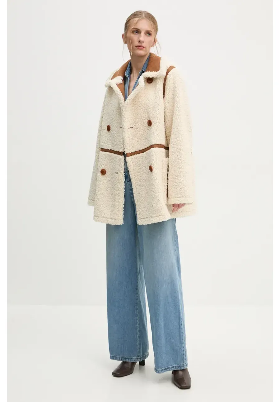 obrazek 1 Stand Studio płaszcz Chloe Jacket damski kolor beżowy przejściowy dwurzędowy 61186-9010