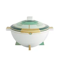 Picture Emerald porcelain vase with a geometric pattern in the Art Deco style - Vista Alegre