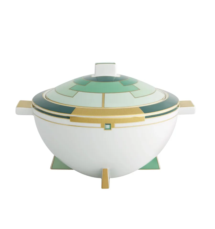 obrazek 1 Porcelanowa waza Emerald z geometrycznym wzorem w stylu Art Deco - Vista Alegre