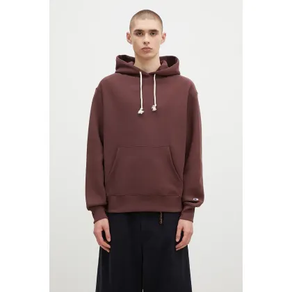 Zdjęcie Champion bluza Hooded Sweatshirt męska kolor brązowy z kapturem gładka 220705