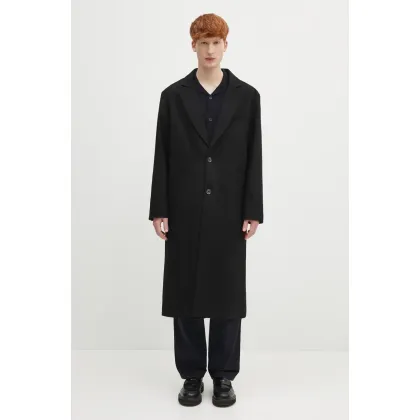 Zdjęcie A.P.C. płaszcz wełniany Manteau Charles męski kolor czarny przejściowy WOAJS.H01543