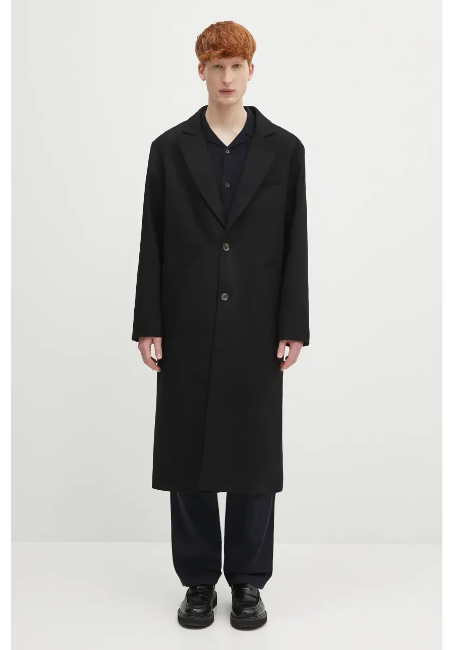 obrazek 1 A.P.C. płaszcz wełniany Manteau Charles męski kolor czarny przejściowy WOAJS.H01543