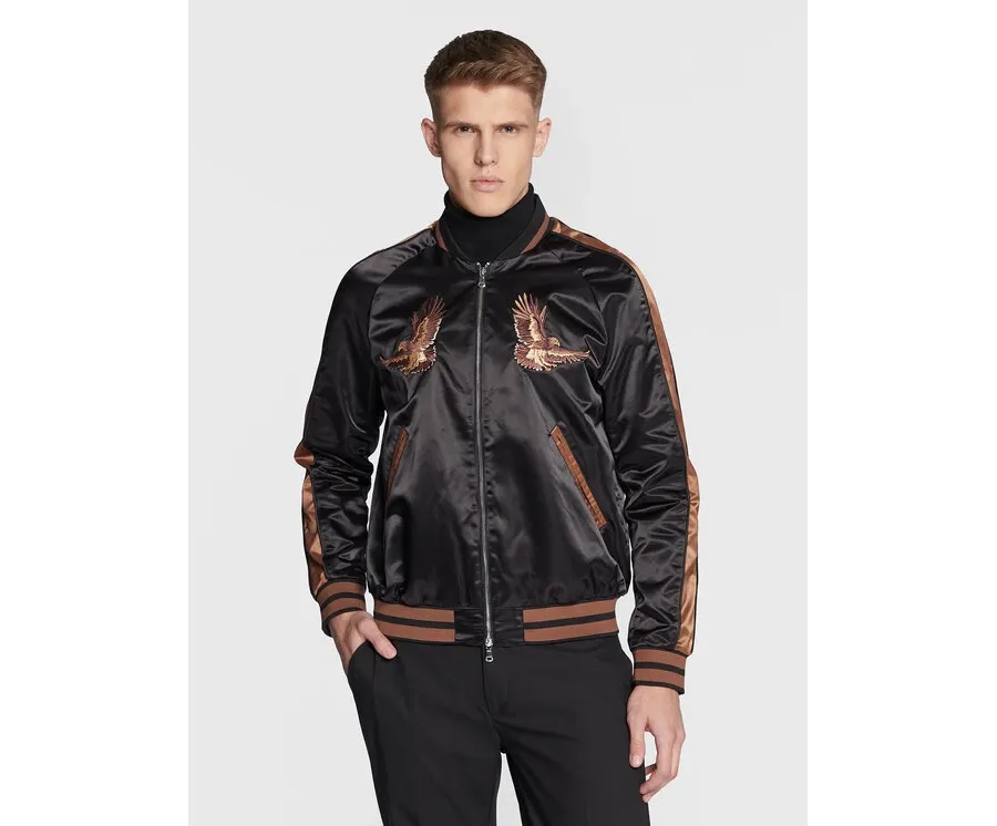 obrazek 1 J.Lindeberg Kurtka bomber Eagle Varsity FMOW07327 Czarny Regular Fit