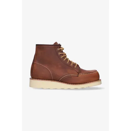 Zdjęcie Red Wing botki zamszowe 6-inch Moc Toe damskie kolor brązowy na płaskim obcasie 3428