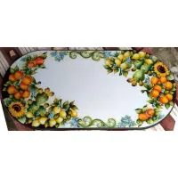 Picture Stylish volcanic stone countertop for the garden decorated with a flower and fruit motif - Ceramiche Valchida
