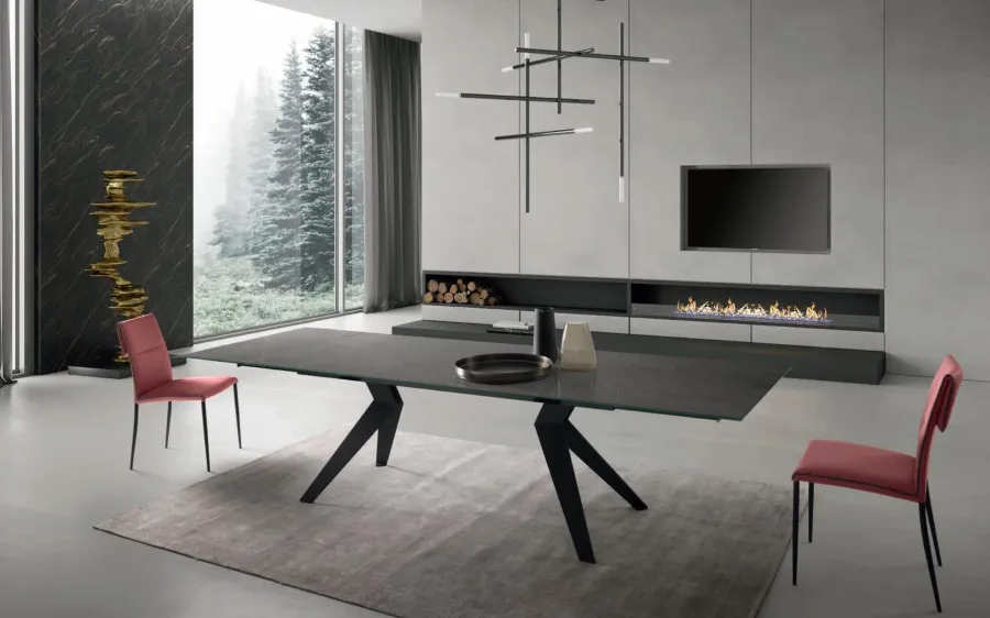 obrazek 2 Luksusowy funkcjonalny rozkładany stół do salonu L. 160+45+45 P. 90 H. 75 cm – Zamagna Italia