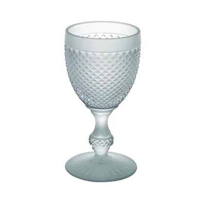 Zdjęcie Biały kielich ze szkła Bicos Bicolor z klasycznym ponadczasowym kształtem i reliefowym zdobieniem - Vista Alegre