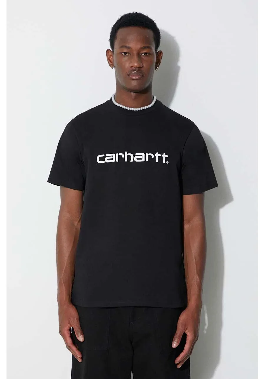 obrazek 1 Carhartt WIP t-shirt bawełniany S/S Script kolor czarny z nadrukiem I031047