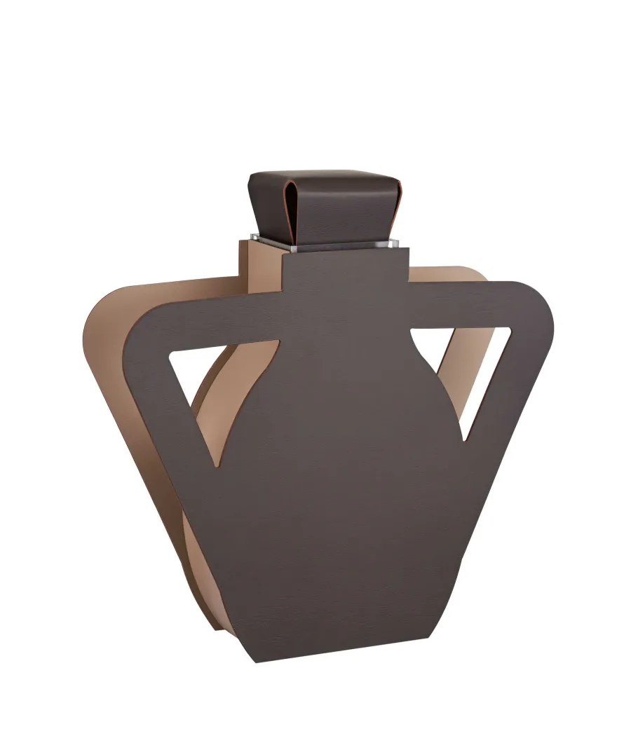 obrazek 2 Skórzany wazon Otto 9x41xH44 cm o oryginalnym kształcie w kolorze czekoladowym