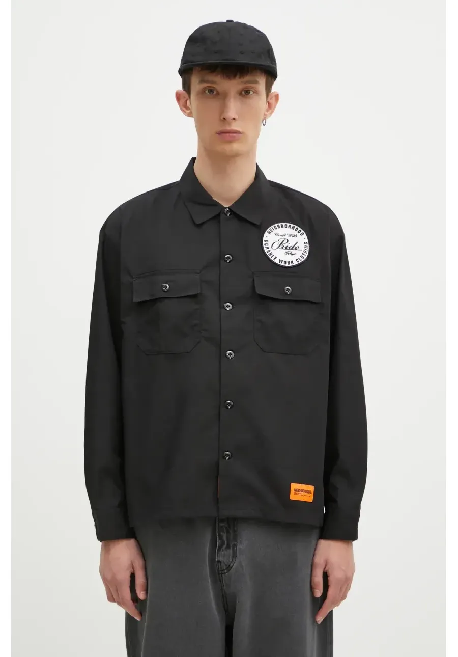 obrazek 1 NEIGHBORHOOD koszula ClaSSic Work Shirt Longsleeve męska kolor czarny regular z kołnierzykiem klasycznym 242TSNH.SHM01