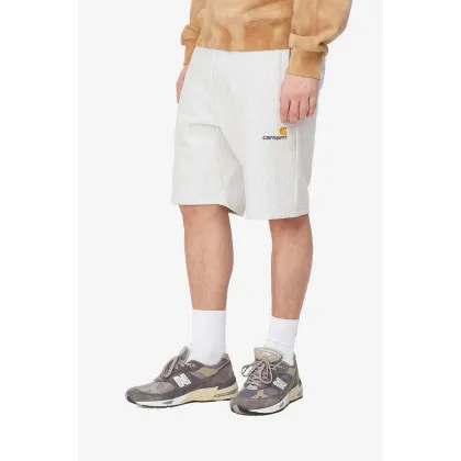 Zdjęcie Carhartt WIP szorty American Script Sweat Short męskie kolor szary I031685-NATURAL