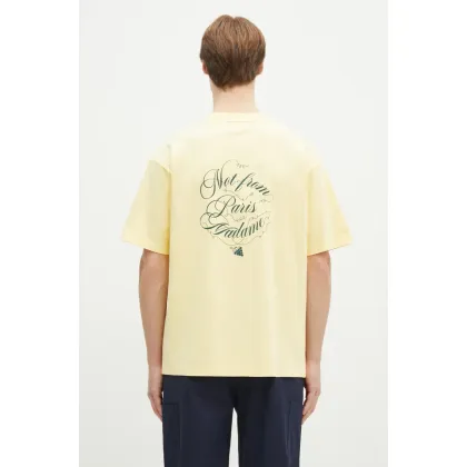 Zdjęcie Drôle de Monsieur t-shirt bawełniany Le T-Shirt Slogan Vignes męski kolor żółty z nadrukiem F-TS226-CO002-BAN