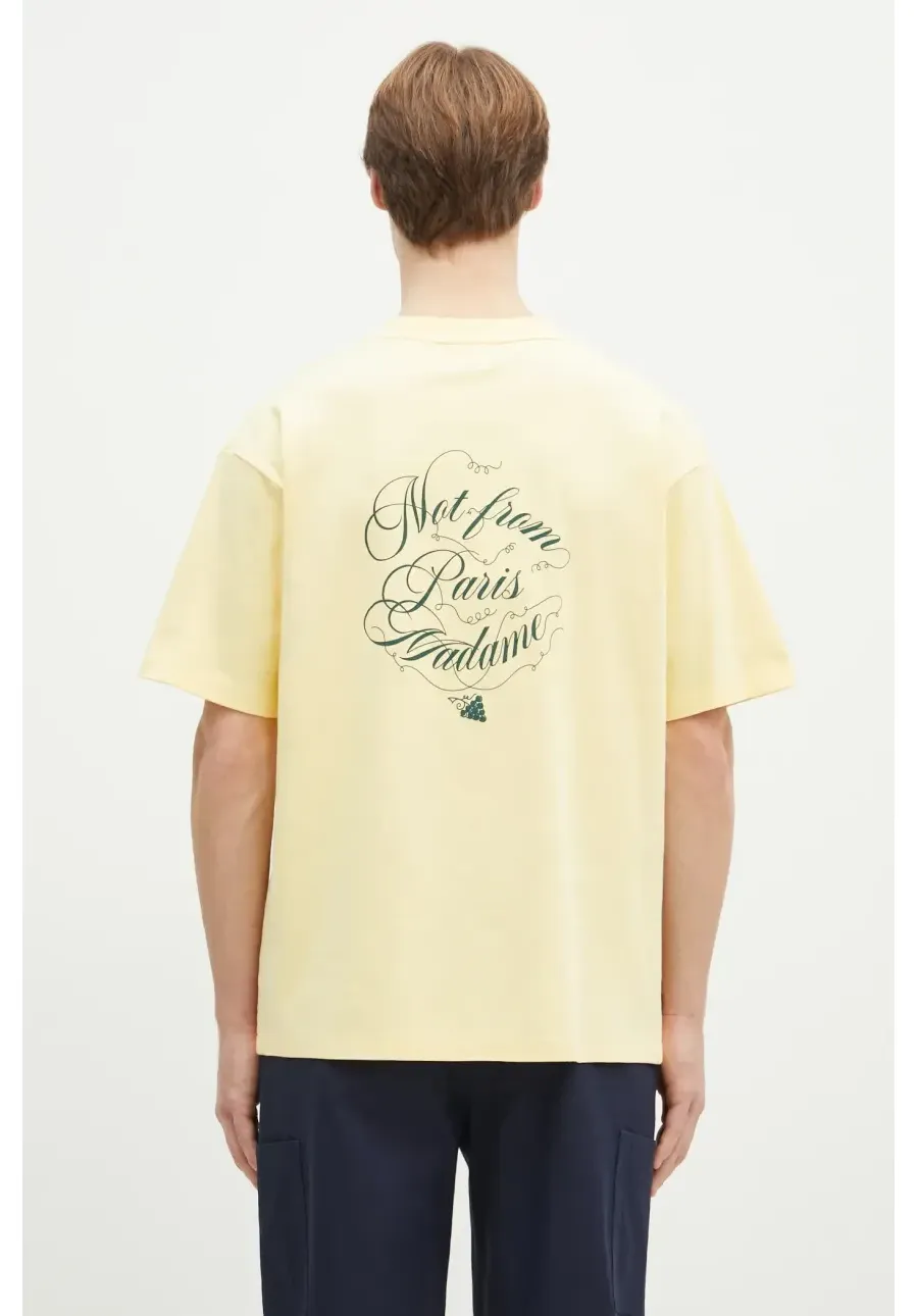 obrazek 1 Drôle de Monsieur t-shirt bawełniany Le T-Shirt Slogan Vignes męski kolor żółty z nadrukiem F-TS226-CO002-BAN