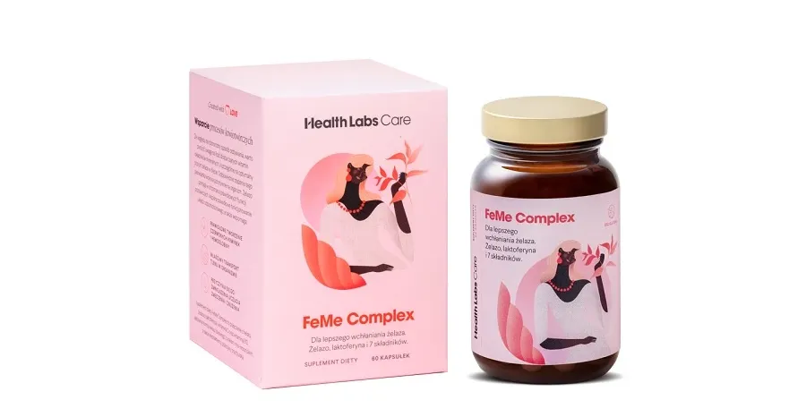 obrazek 1 Health Labs FeMe Complex Suplement diety zawierający żelazo i składniki poprawiające jego wchłanianie Kapsułki  Health Labs Care