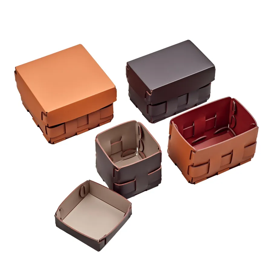 obrazek 3 Piękny mały koszyk Bottega 12x19xH13 cm w kolorze czekoladowym