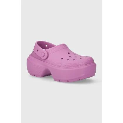 Zdjęcie Crocs klapki Stomp Slide damskie kolor fioletowy na platformie 209347