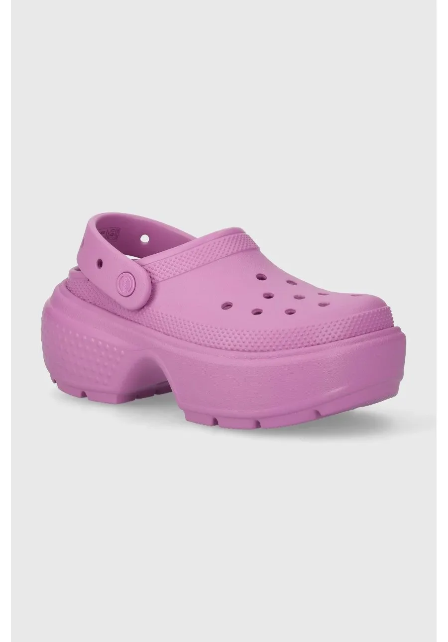 obrazek 1 Crocs klapki Stomp Slide damskie kolor fioletowy na platformie 209347