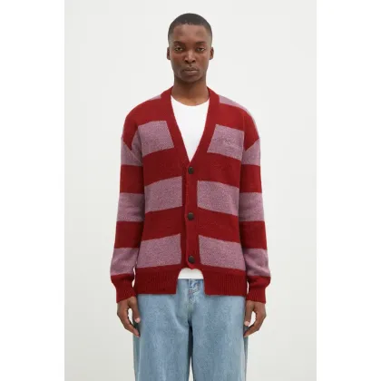 Zdjęcie No Problemo kardigan Striped Mohair Oversized Cardigan męski kolor bordowy NP20025.02
