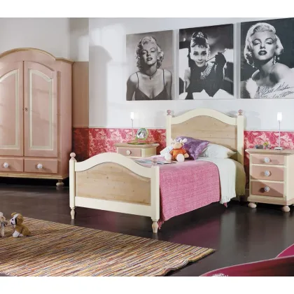 Zdjęcie Dziewczęce łóżko lakierowane z różowym wykończeniem, z Włoch - Zanini