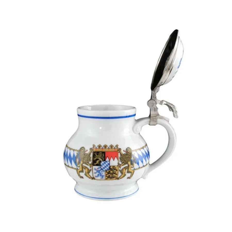 obrazek 2 Porcelanowy kufel na piwo z pokrywką z bawarskim zdobieniem - Seltmann Weiden